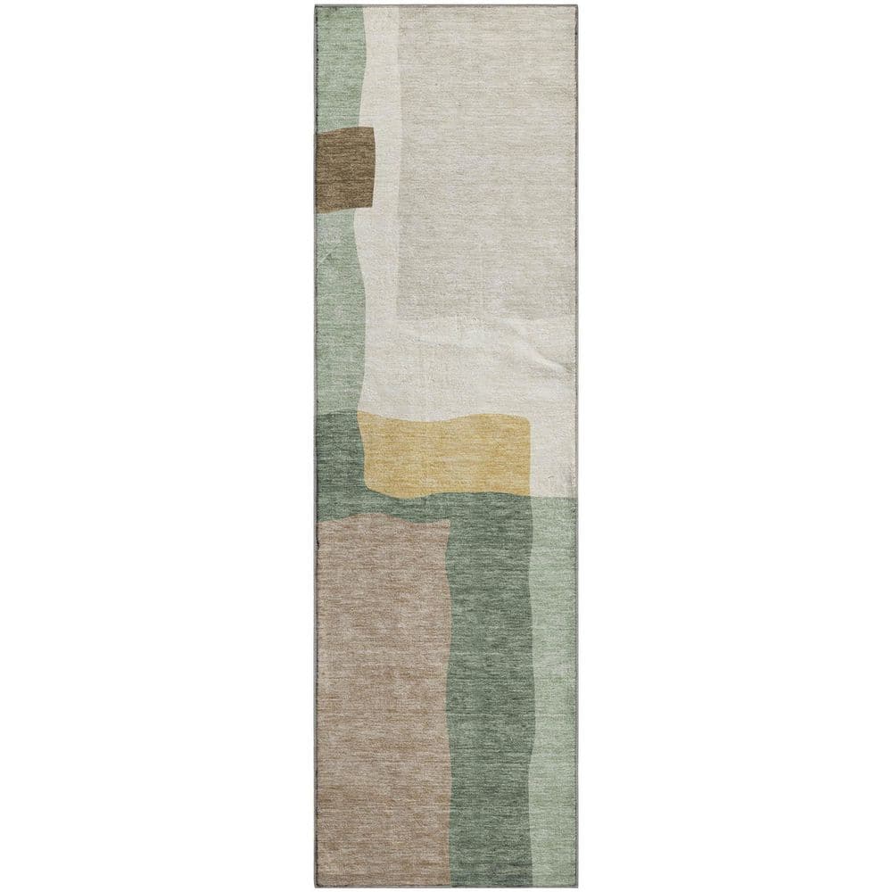 Mayfield Premium Machine Washable Abstract AMF2400 Basil 2 ft. x 7 ft. Runner Rug price history on PriceWatchPro