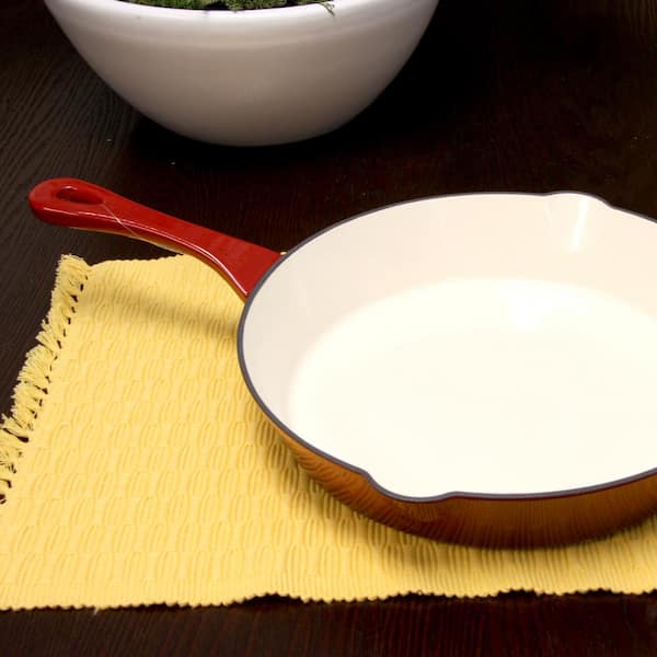 Tramontina Enameled Cast-Iron 12-In. Covered Skillet Yellow