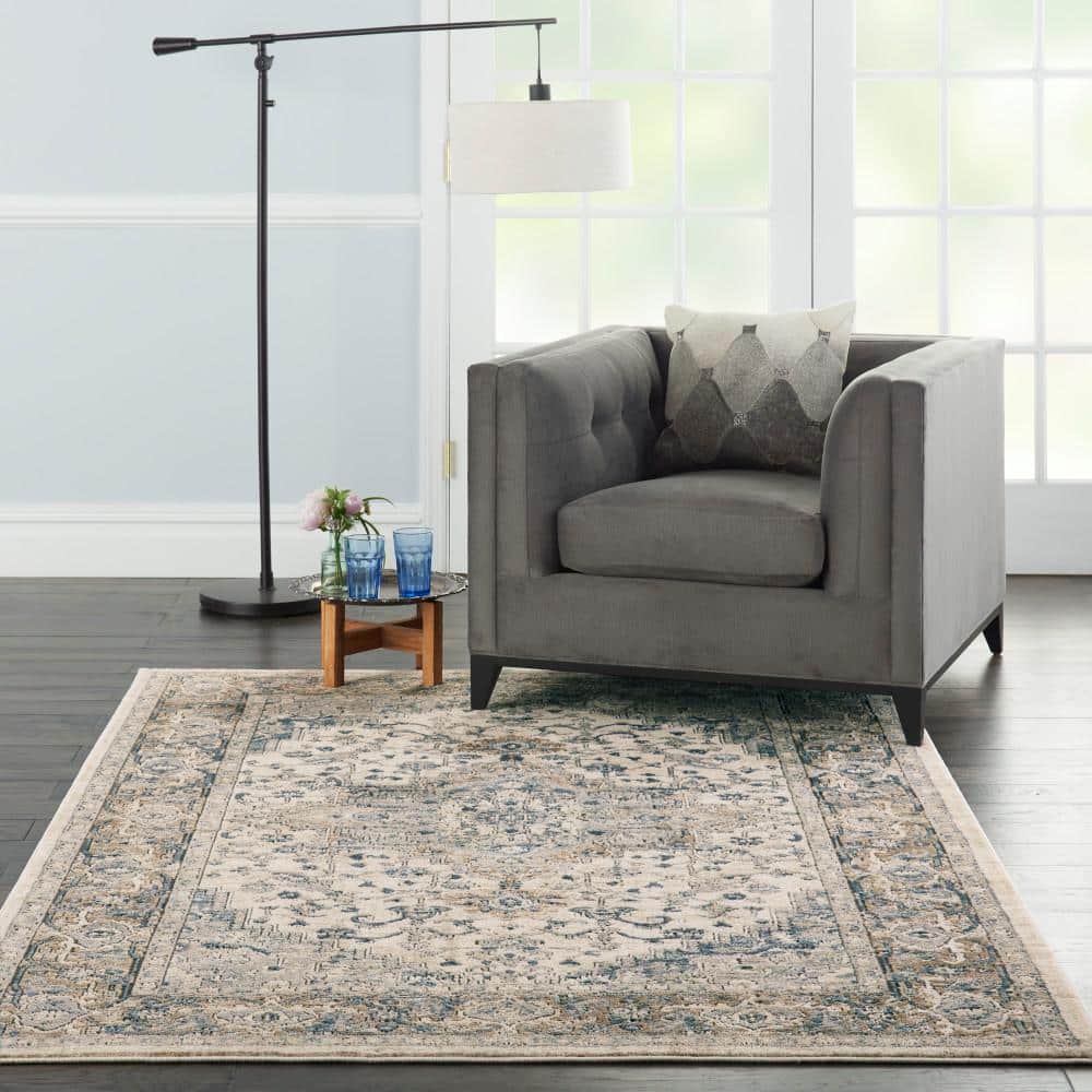 Braided Ivory/Grey Synthetic 6' x 9' Handmade Rectangular Rug