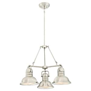 Boswell 3-Light Brushed Nickel Chandelier with Prismatic Acrylic Lens