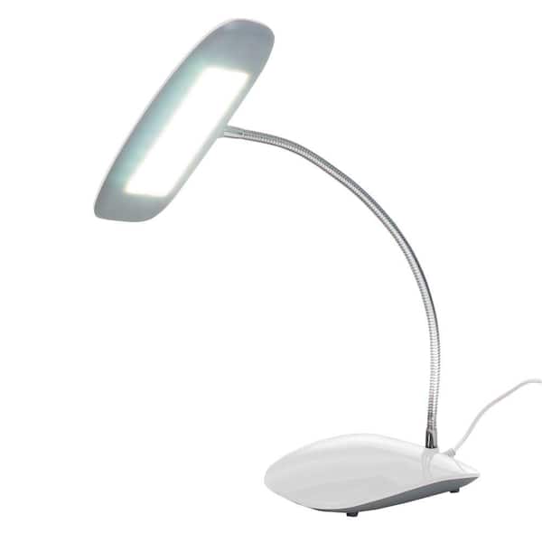 Northwest 12.5 in. White Desk Lamp with Touch Activated 18 LED USB