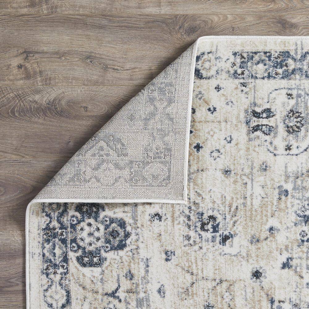 Kehleigh Aylesh 9' x 12' Blue and Cream Synthetic Area Rug