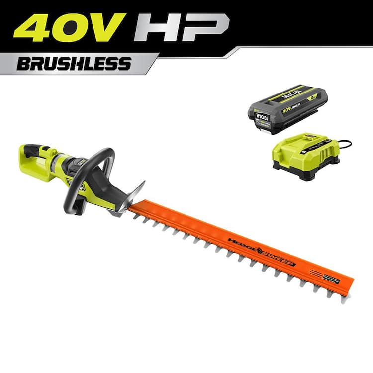 RYOBI 40V HP Brushless 26 in. Cordless Battery Hedge Trimmer with 2.0 Ah Battery and Charger