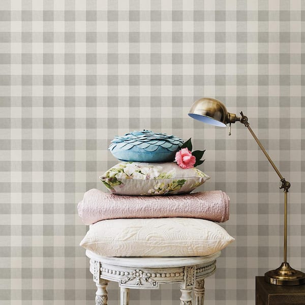 Chesapeake Claire Grey Gingham Grey Wallpaper Sample