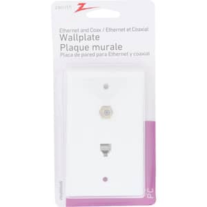 Flush Mount Ethernet/Coaxial Cable Wall Jack, White