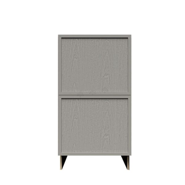 LIFEART CABINETRY Slim Shaker Assembled 15 in. W x 34.5 in. H x 24 in. D 2-Drawer Kitchen Cabinet in Gray