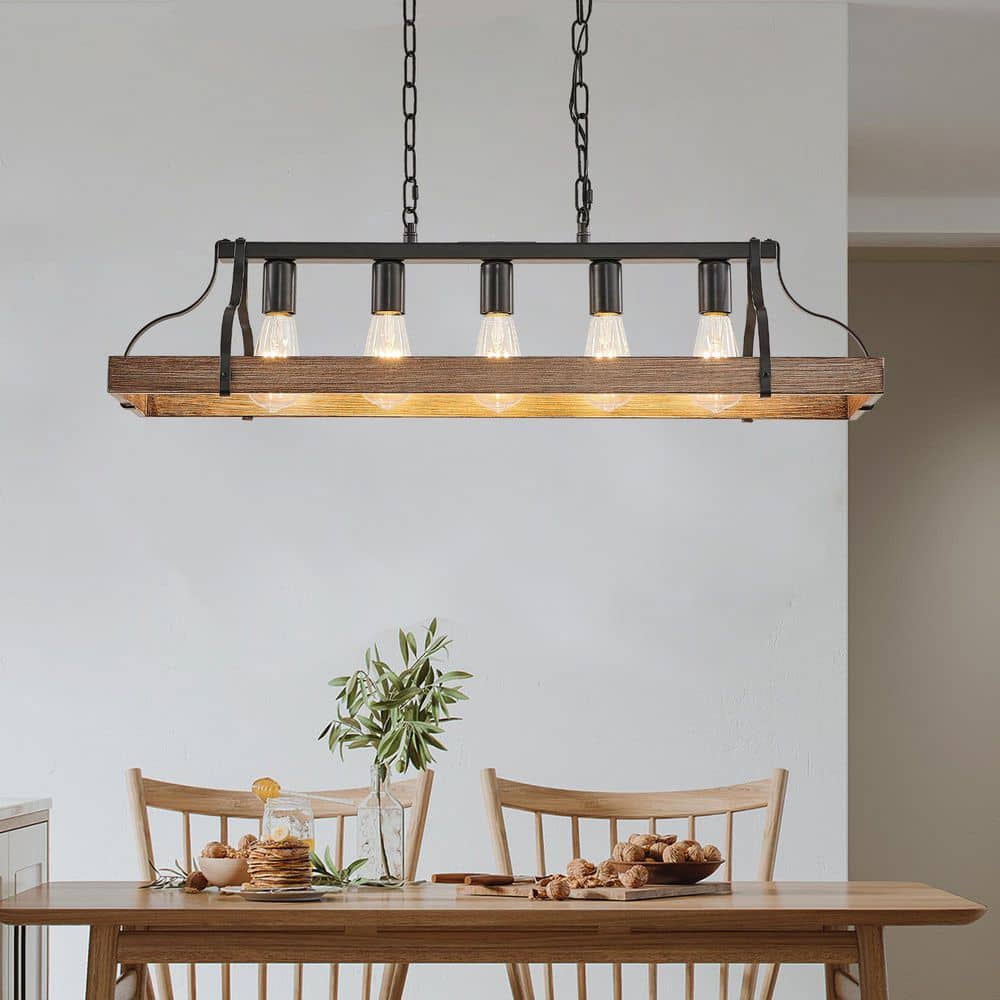 5 Light Walnut Farmhouse Chandelier for Living Room, Dining Room with No Bulbs Included price history on PriceWatchPro