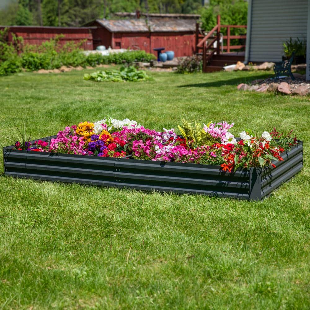Gray Galvanized Steel 4' x 8' Raised Garden Bed