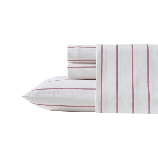 Cooper Falls 3-Piece Red Clay Flannel Cotton Twin Sheet Set