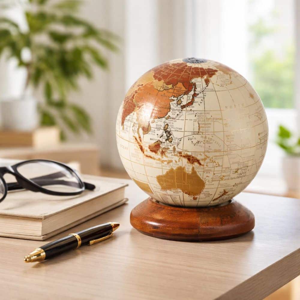 Liv & Skye 6 in. x 5 in. Brown Plastic Decorative Detailed Globe