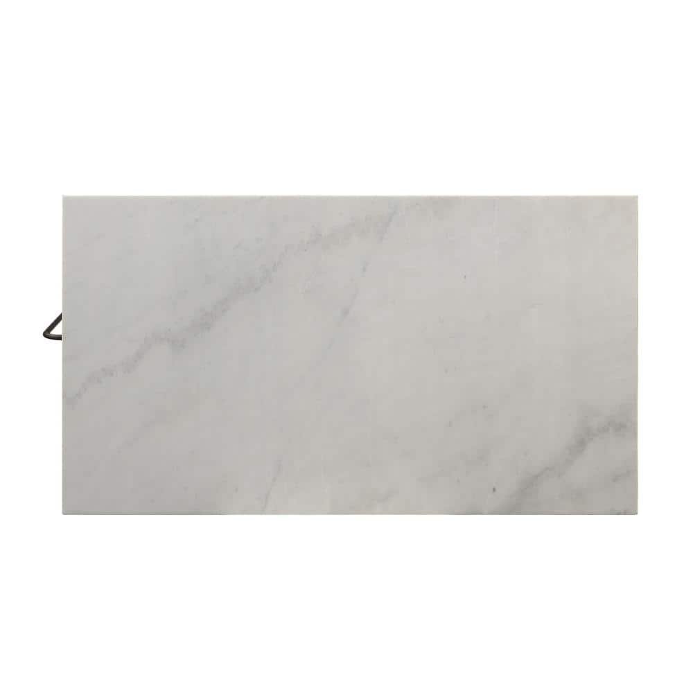 Lanzo 50" Marble and Antique Pewter Kitchen Island