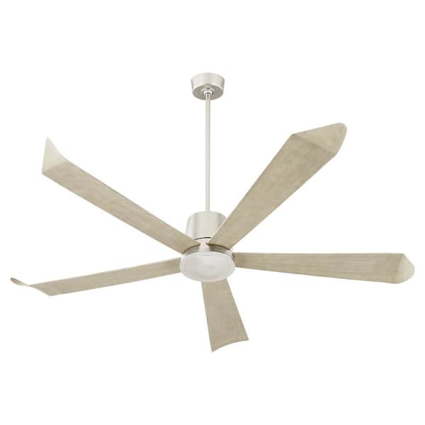 quorum Rova 72 in. Satin Nickel 5-Blade Wi-Fi Reni Smart Ceiling Fan