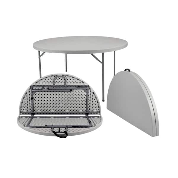 Frank Collection Premium Seating Round Plastic Fold in Half Table, 60 in. Speckled Grey Top