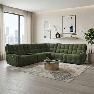 Furniture of America Sorara 121 in. Polyester L-shaped Power