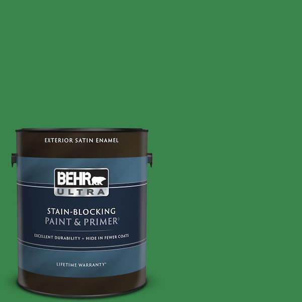 BEHR ULTRA 1 gal. #450B-7 Green Grass Satin Enamel Exterior Paint & Primer