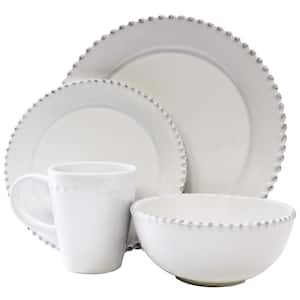 16-Piece Solid White Stone Dinnerware Set (Service for 4)