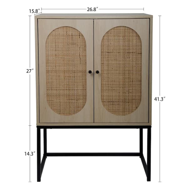 Angel Sar Rattan Shoe Cabinet with Flip Drawer, Narrow Shoe Storage Cabinet  for Entryway, Living Romm, Bedroom, Apartment, Natural Wood