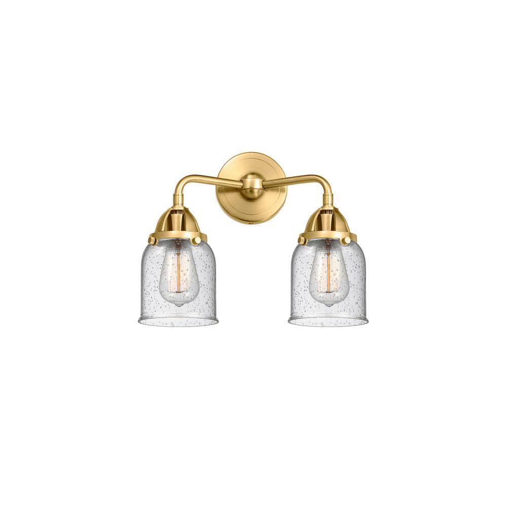 Bell 13 in. 2-Light Satin Gold Vanity Light with Glass Shade price history on PriceWatchPro