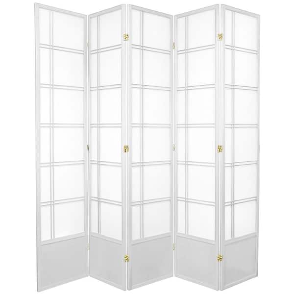 Oriental Furniture 7 ft. White 5-Panel Room Divider