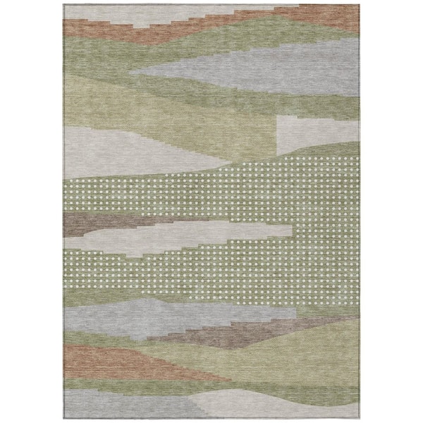 Chantille Machine Washable Indoor/Outdoor Abstract ACN2761 Sage 5 ft. x 7 ft. 6 in. Area Rug