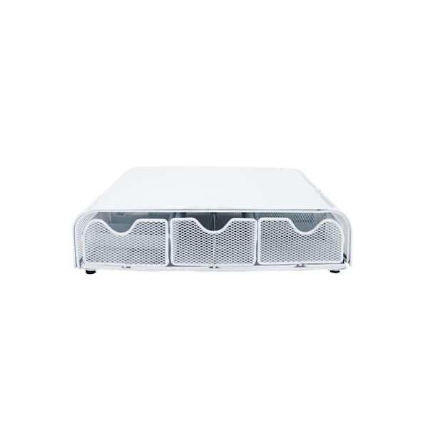 Mind Reader Metal Mesh Perch PC Laptop IMAC Monitor Stand and Desk Organizer, White