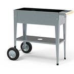 Garden Trolley 25.9 in. L x 13.7 in. W x 31.5 in. H Galvanized Steel Raised Planter