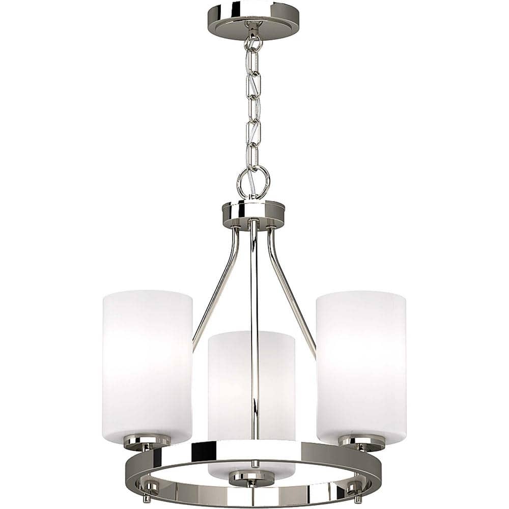 Emery 3-Light Chrome Indoor Mini Hanging Chandelier with Frosted Glass Cylinder Shades price history on PriceWatchPro