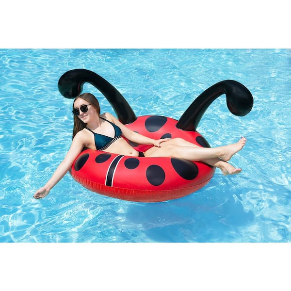 Poolmaster 48 in. Lady Bug Party Float Swimming Pool Tube, Red/Black
