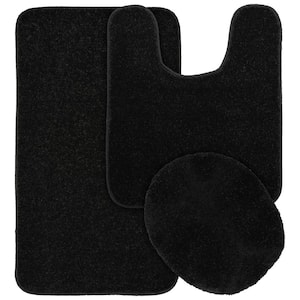 Gramercy Black Solid Polypropylene 3-Piece Bath Mat Set