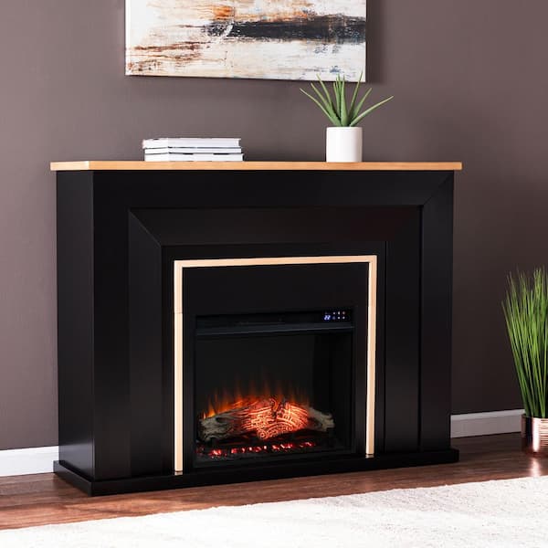 Southern Enterprises Daniena 52 in. Touch Panel Electric Fireplace in Black and Natural
