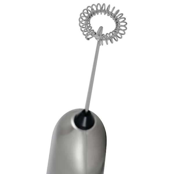 Handheld Milk Frother Whisk with Stand. Stainless Steel Battery