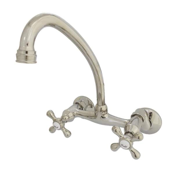 Kingston Brass Kingston 2-Handle Wall-Mount Standard Kitchen Faucet in Polished Nickel