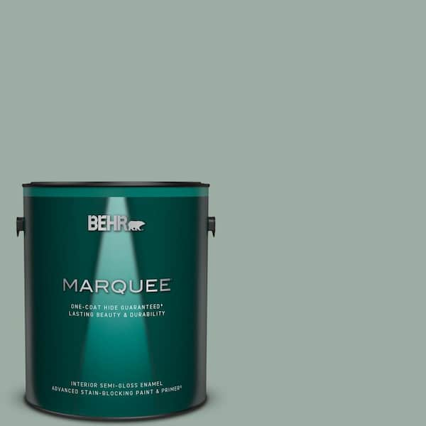 BEHR MARQUEE 1 gal. #N420-3 Misty Moss One-Coat Hide Semi-Gloss Enamel Interior Paint & Primer