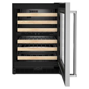 24 in. Dual Zone 46- Bottle Built-In Undercounter Wine Cooler in Black Cabinet with Stainless Door