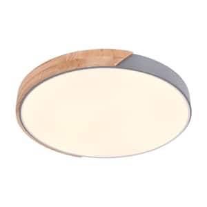 11.81 in. 1-Light Grey LED Flush Mount Ceiling Light with Acrylic Shade