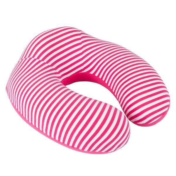 Lavish Home Pink Stripe Memory Foam Extra Support Neck Travel Pillow