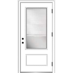 36 in. x 80 in. Internal Blinds Left-Hand Outswing 3/4-Lite Clear Primed Fiberglass Smooth Prehung Front Door
