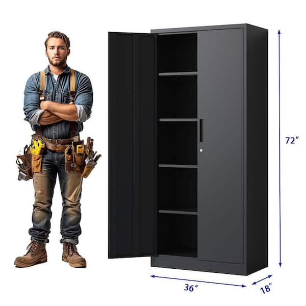 Boyel Living 5-Tier Black 72 in. H Metal File Storage Cabinet