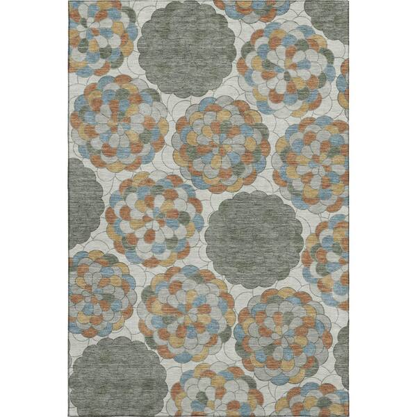 Mayfield Premium Machine Washable Abstract AMF2466 Basil 9 ft. x 12 ft. Area Rug