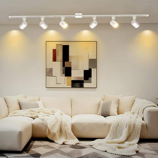 6-Pack White Integrated LED Linear Track Lighting Swivel Cylinder Heads CRI90 Plus, 800lm, Adjustable 5CCT Track Lights