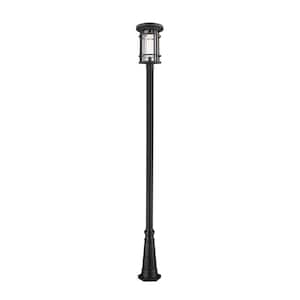 Jordan 1-Light Black 114 in. Aluminum Hardwired Outdoor Weather Resistant Post Light Set with No Bulb Included