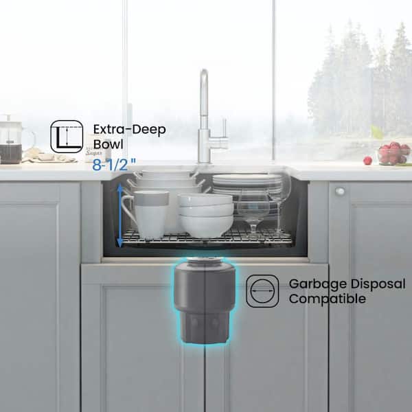 KIBI 27 in. Undermount Single Bowl Matte Black Fireclay Kitchen