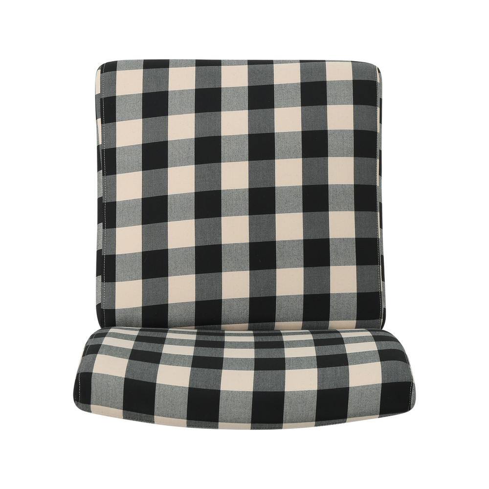 Handcrafted Black Plaid Rubberwood Slipper Accent Chair