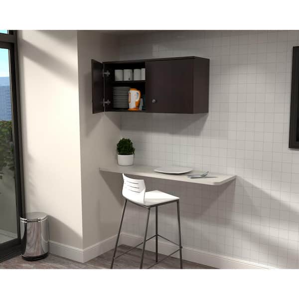 36.02 in. W x 10.63 in. D x 17.32 in. H Ready to Assemble Wood Wall-Mounted Storage Cabinet in Espresso