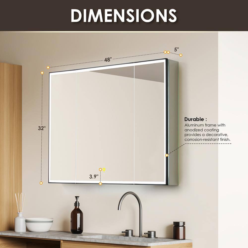 Fenice 48" Matte Black Aluminum LED Medicine Cabinet
