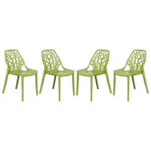 Cornelia Modern Spring Cut-Out Tree Design Stackable Dining Side Chair Solid Green (Set of 4)