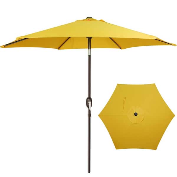 Unbranded 7.5 ft. Market Push Button Tilt Patio Umbrella in Yellow