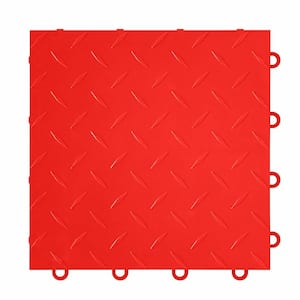 FlooringInc Red Diamond 12 in. W x 12 in. L x 3/8 in. T Polypropylene Garage Flooring Tiles (52 Tiles/52 sq. ft.)