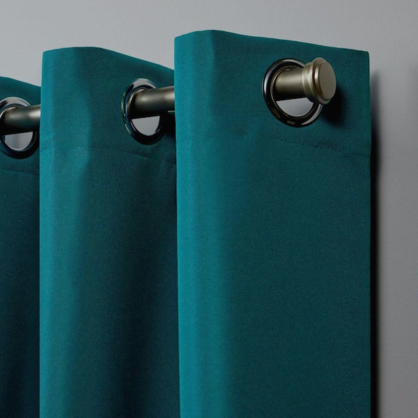 Canvas Turk Teal Solid Light Filtering Grommet Top Indoor/Outdoor Curtain, 54 in. W x 108 in. L (Set of 2)