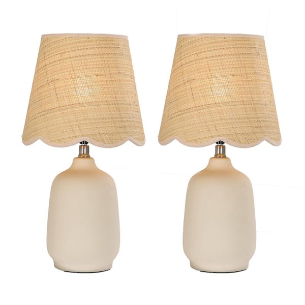 18.9 in. Cream table Lamps Set for living room and bedroom (set of 2)